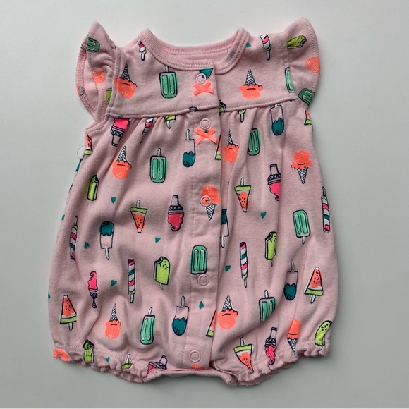 3/$10 CARTERS Baby girl popsicle romper nb - Picture 1 of 3